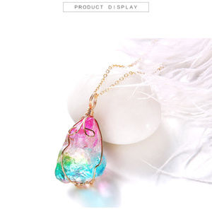 Rainbow Colored Natural Crystal Necklace 158CR